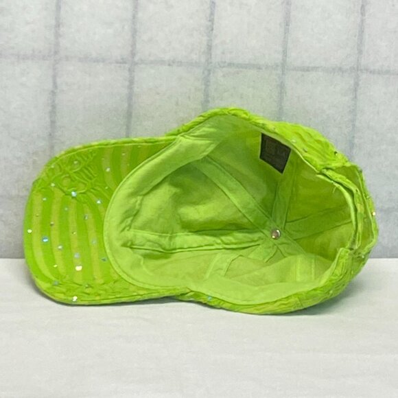 Something Special Burnout Glittery Lined Velcro Strap Baseball Trucker Cap Green - Picture 8 of 9